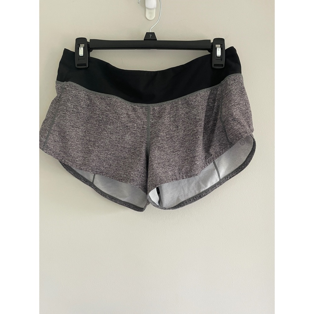 Lululemon Speed Up Shorts Heathered Gray Black Athletic Running Shorts Size 6